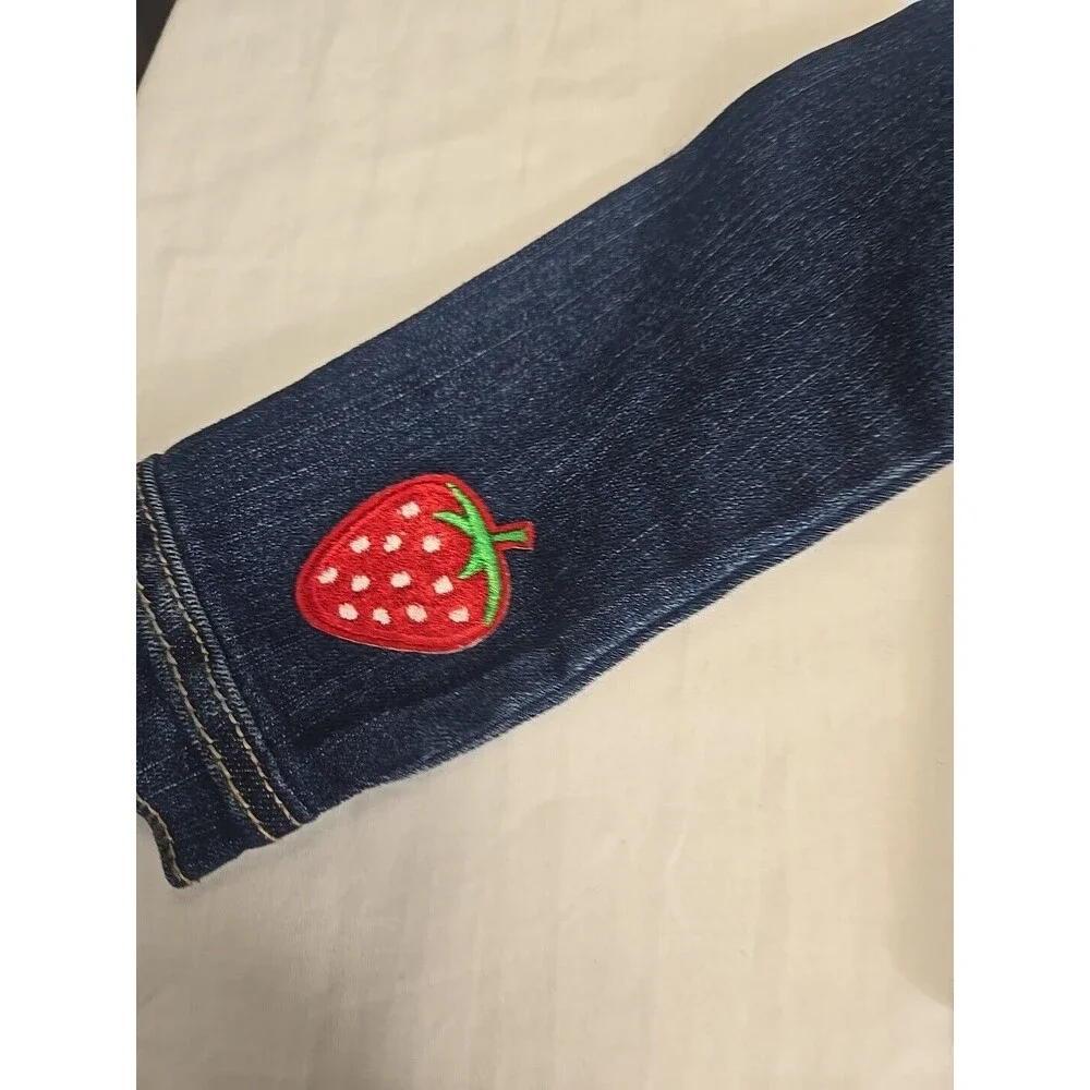 The Children's Place Toddler Girls Denim Jacket Size 3T Patches Fruit Flowers‎
